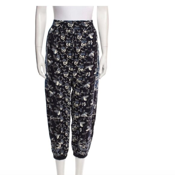 Ulla Johnson Suki Jogger Slouchy Pants Floral Cotton Stretch Navy Blue Size 6 - Picture 11 of 11